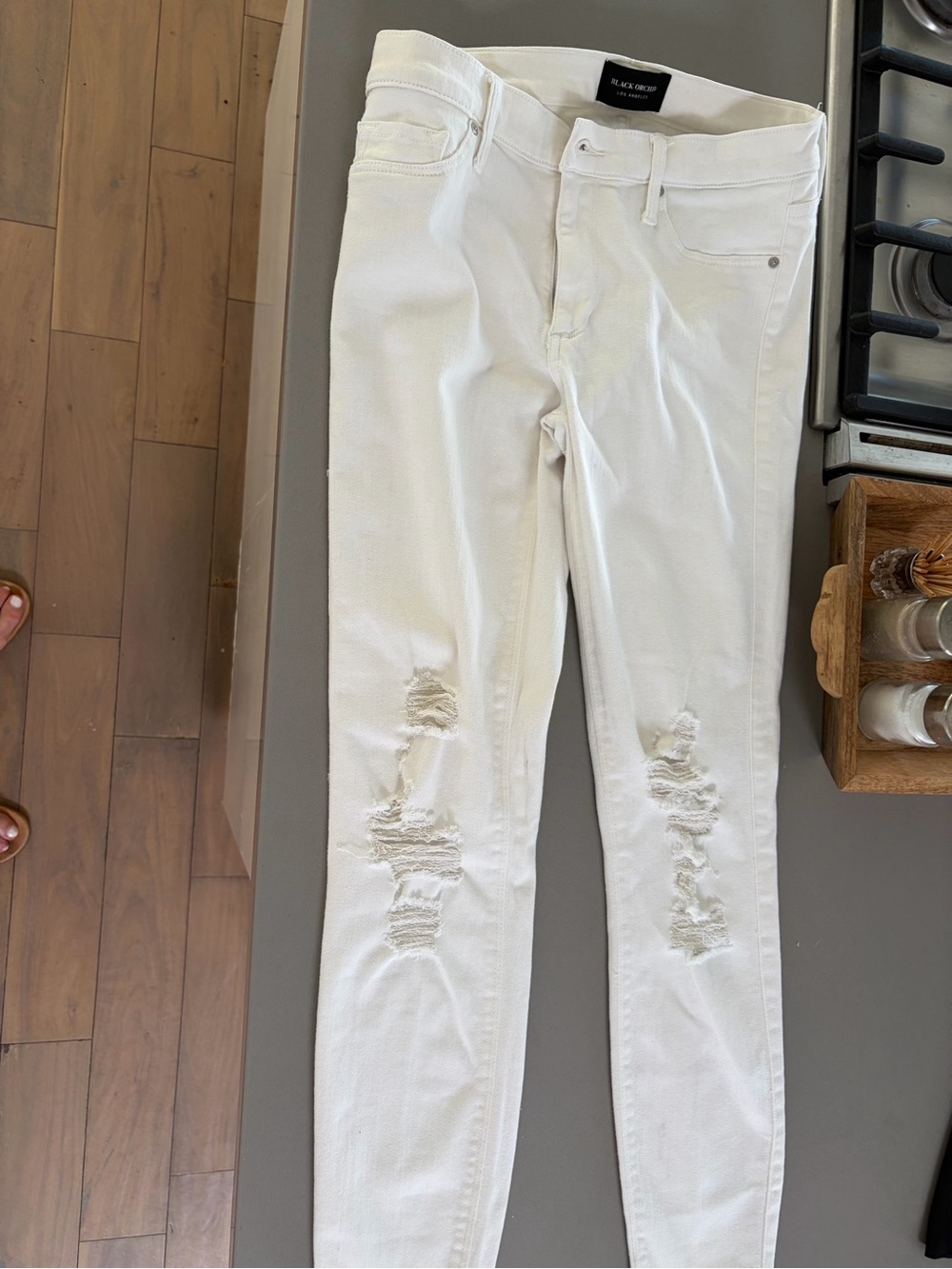 Black Orchid White Distressed Skinny Jeans